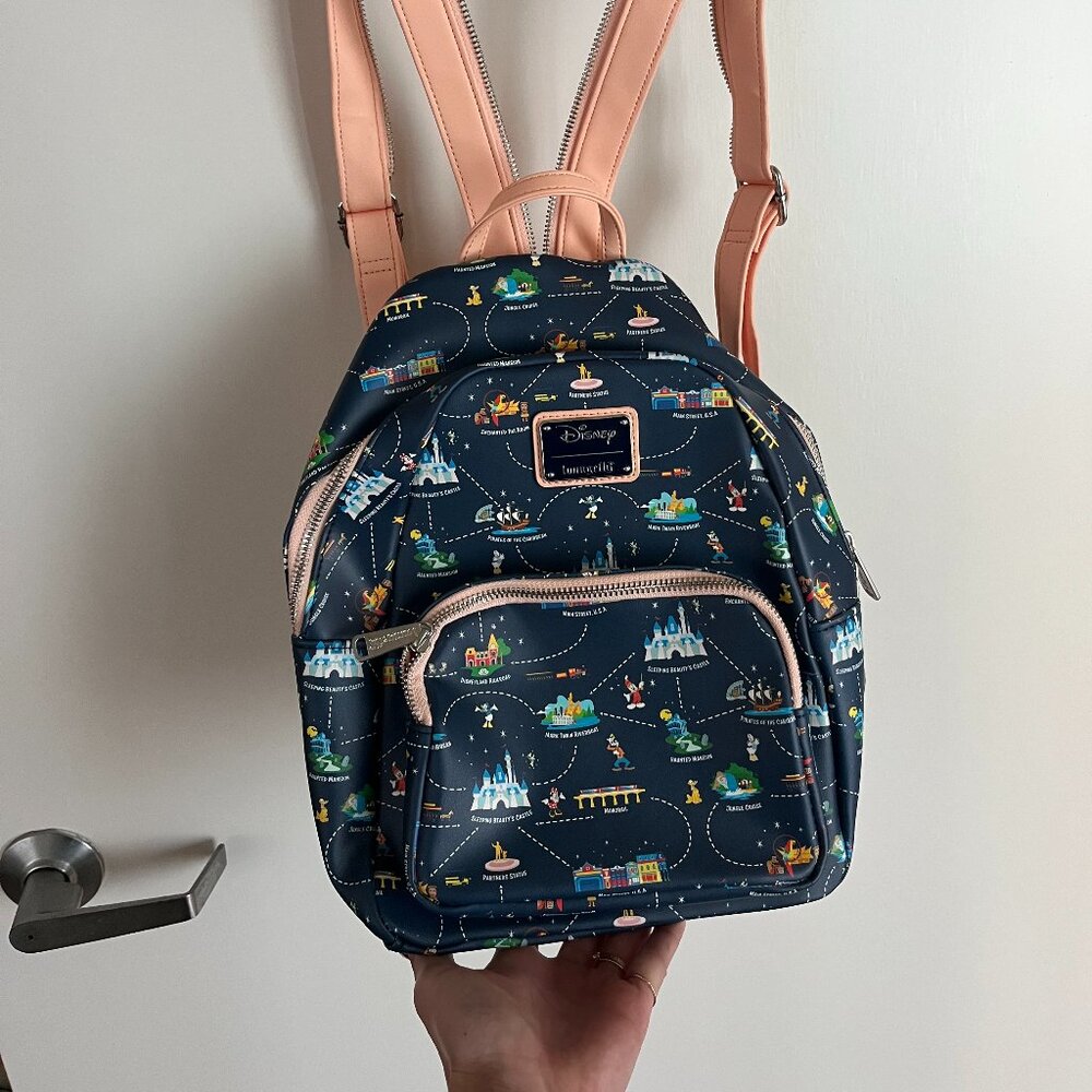 Loungefly Disneyland 65th Anniversary Map 2-in-1 Convertible Mini Backpack